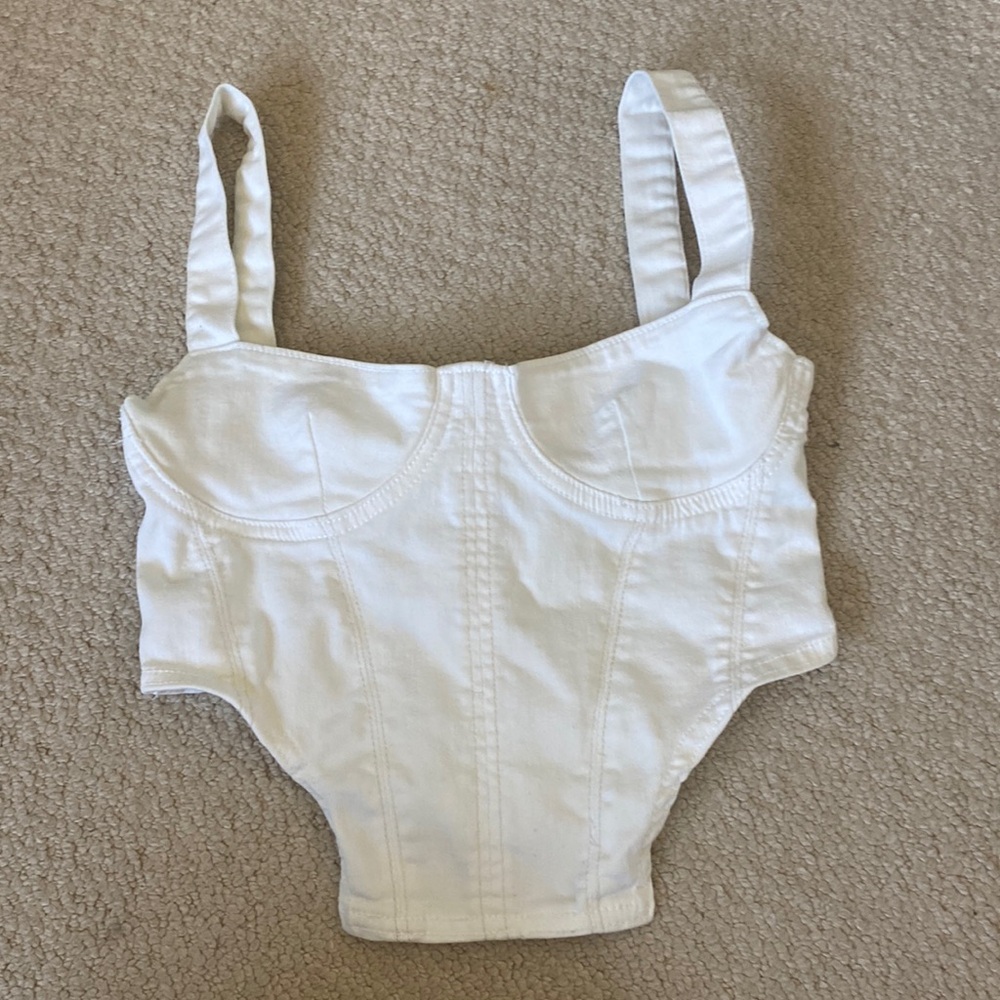 Zara white jean crop top